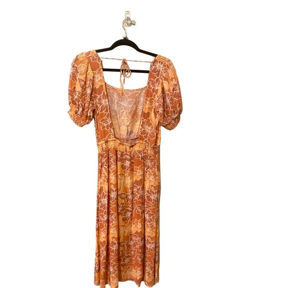 NWT Roxy Papaya Punch Palmy Breeze Orange Cut - Out Back Midi Dress, size Large - Picture 7 of 9